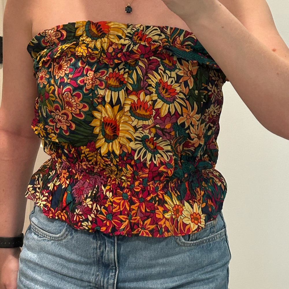 Maeve by Anthropologie | Floral Strapless Top